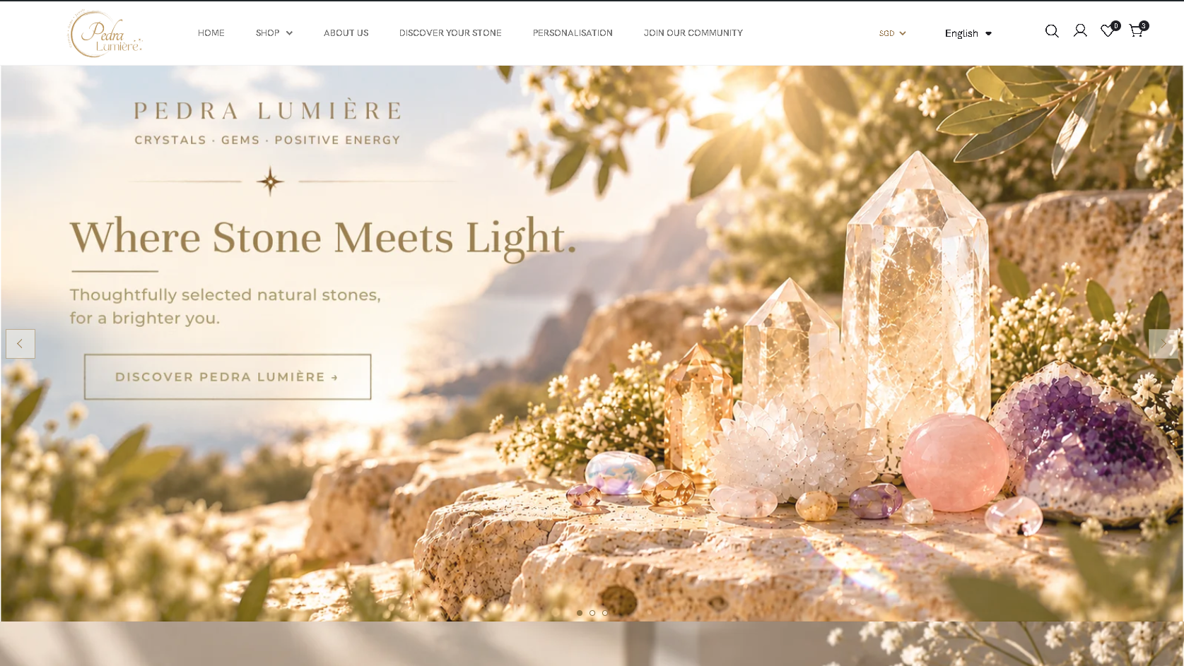 Pedra Lumière website homepage screenshot